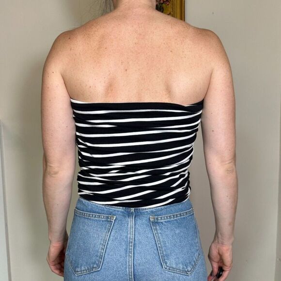 Michael Stars Black and White Striped Tube Top Size Medium - MADE IN USA - Picture 2 of 6